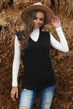 Wine Sleeveless Cable Knitted Sweater Tank