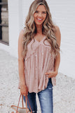 Pink Foil Splatter Drops Ruffled Flowy Tank