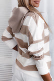 Striped Sequins Splicing Drawstring Hooded Sweatshirt