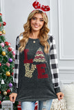 Plaid Christmas Print Long Sleeve Top
