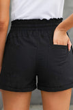 Elastic Waist Drawstring Roll Hem Shorts