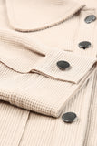 Waffle Knit Buttons Cropped Jacket with Pockets
