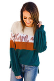 Leopard Color Block Waffle Knit Top