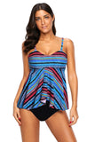 Ethnic Print Bandeau Flyaway Top & High Waist Tankini Set