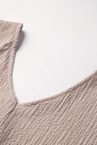 V Neck Button Front Crinkled Blouse