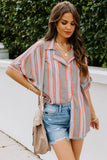 Button Striped Short Sleeves Shirt