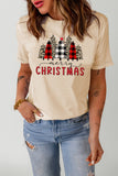 Christmas Plaid Leopard Tree Graphic Tee