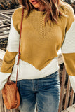 Brown Two-Tone Chevron Pullover Sweater