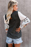 Contrast Printed Sleeve Knit Sweatshirts