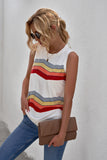 Crew Neck Colorblock Stripes Tank Top