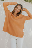 Distressed Seam Trim Waffle Knit Top