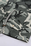 Camouflage Cinched Zipper Snaps Hooded Vest