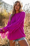 Drop Shoulder Tassel Pullover Sweater