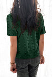 Buttoned Swiss Dot Turn-down Collar Short Sleeve Shirt