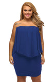 Plus Size Multiple Dressing Layered Dark Blue Mini Poncho Dress