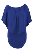 Plus Size Multiple Dressing Layered Dark Blue Mini Poncho Dress