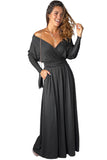 V Neck Batwing Sleeve Maxi Dress