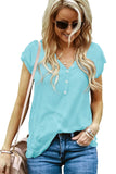 Buttoned Detail Cotton Blend Short Sleeve T-shirt