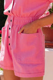 Rose Buttoned Pockets High Waist Romper