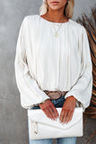 Crew Neck Billowy Sleeve Blouse