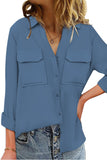 Turn-down Collar Pocketed Button Shirt