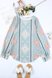 Geometric Aztec Print Long Sleeve Blouse