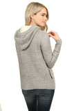 Fleece Hooded Gray Button Cardigan Sweater
