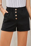 Khaki Cuffed High Waist Shorts
