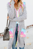Solid Patchwork Long Striped Cardigan with Pockets