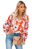 Boho Print Balloon Sleeve Blouse