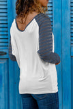 Print Patchwork Mesh Long Sleeve Top