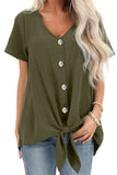 Button Up Front Tie Detail Woven Top