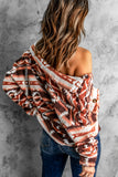 Pink Tribal Print Pocket Buttoned Sherpa Jacket
