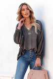 Split V Neck Dolman Top