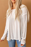 Geometric Tie Dye Ribbed Loose Fit Long Sleeve Top