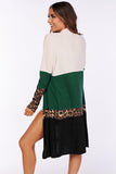 Colorblock Leopard Print Patchwork Knit Cardigan