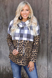 Plaid Patchwork Cowl Neck Sweatshirt