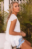 Dusty Pink Polka Dot Babydoll Style Flutter Sleeve Top