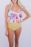 Floral Top Ruched Maternity One-piece Swimsuit