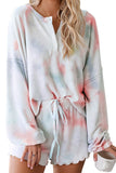 Floral Print White Knit Lounge Set
