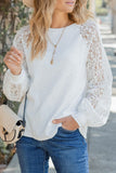 Lace Sleeve Raglan Ribbed Top