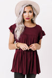 Short Sleeve Keyhole Ruffled Babydoll Top