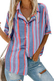 Button Striped Short Sleeves Shirt