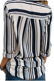 Navy Striped Modern Women Shirt