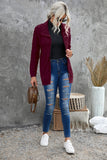 Wine Red Zip-up Open Front Knitted Sweater