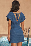 Swiss Dot V Neck Wrap Beach Dress