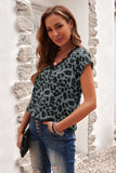 Floral Scalloped V Neck Short Sleeves Top