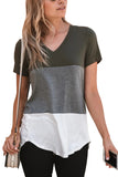 Color Block V Neck T-shirt