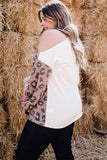 Plus Size Leopard Color Block Asymmetrical Cold Shoulder Top