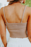 V-Neck Ribbed Knitted Crop Top